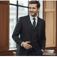 thumbnail image 2 of HBDesign Mens 3 Piece Suit Set Summer Lightweight Slim Fit Blazer Vest Pants Pinstripe for Business, 2 of 7