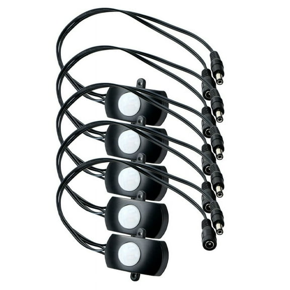 DC 6V 12V 24V 5A PIR Motion Sensor Switch Mini PIR Infrared IR Sensor Detector Switch Module for LED Strip Light(Black),5x Sensor switch,Black