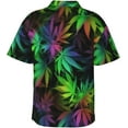 thumbnail image 2 of Rainbow Weed Leaves Mens Hawaiian Shirt Short Sleeve Casual Button Up Tropical Summer Beach Shirt, 2 of 9