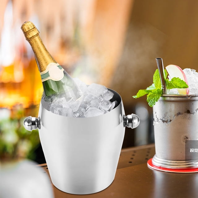 Double-Walled Ice Bucket, Double-Walled Ice Bucket, Easy To Clean Stainless Steel Double-Walled Ice Bucket Bar For Parties Home Camping