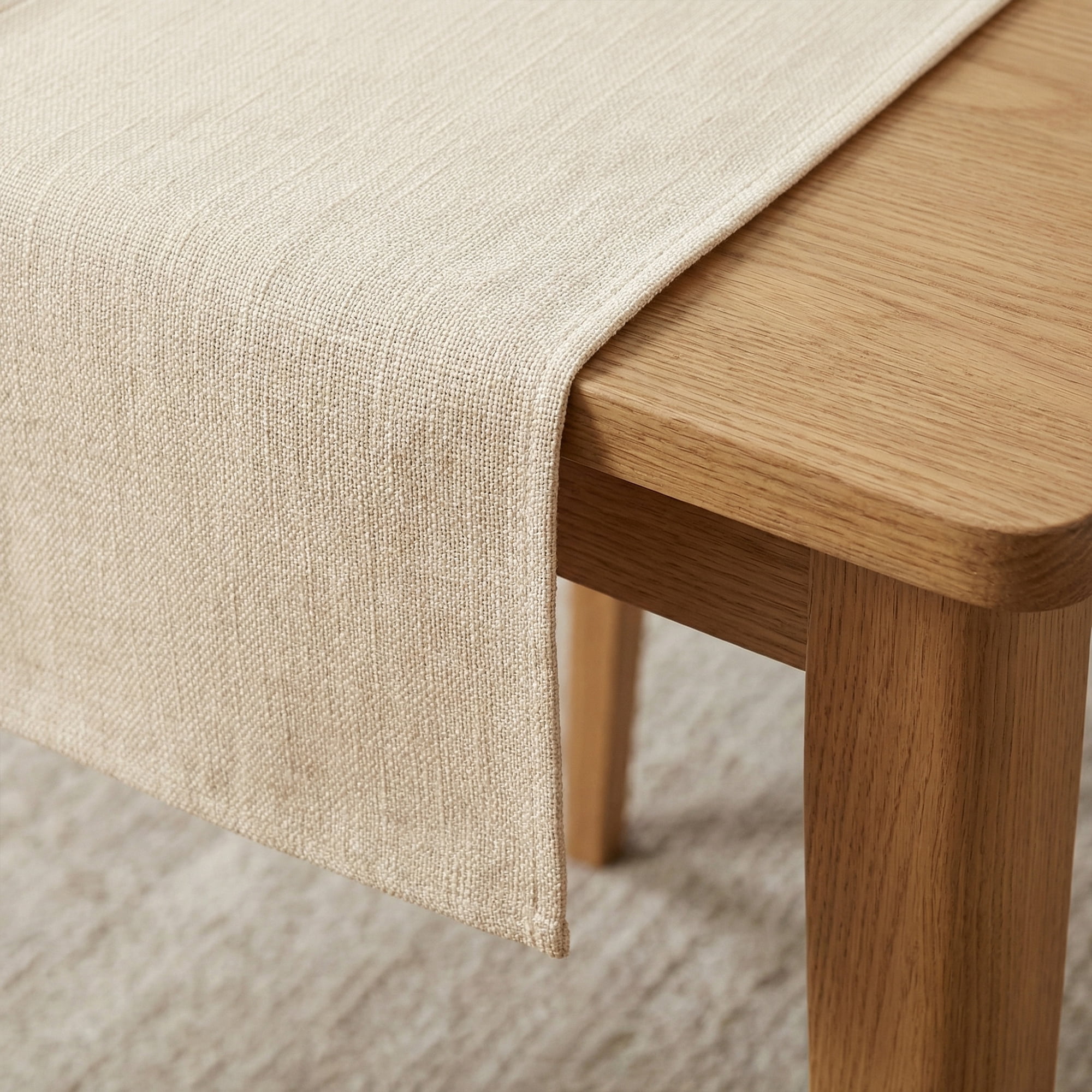 Unique Bargains Washable Polyester Kitchen Runner for Dining Table Beige 13" x 60.2"