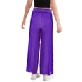 thumbnail image 7 of Aislor Girls Glitter Rhinestone Sequin Sheer Mesh Wide Leg Pants Modern Figure Skating Jazz Dance Pants Purple 6, 7 of 7