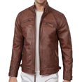 thumbnail image 3 of HIDE CRAFTS Men's Black and Brown Genuine Lambskin Leather Biker Jacket, Vintage Motorcycle Jackets (US, Alpha, XX-Large, Regular, Regular, Brown), 3 of 4