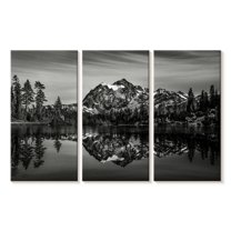 Elephant Stock Monochromatic Mountain Wall Art - Horizontal Multi Panel Canvas - Living Room Wall Decor - Nature Multi Panel - Gray And White Decor - 45" x 28"