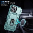 thumbnail image 6 of Decase Shockproof Rugged Case with Built-in Ring Kickstand & 360° Full Protection Anti-Scratch Privacy Slide Cover for iPhone 16 Pro Max,Magnetic Car Mount Compatible, Card Slot Design,G, 6 of 9