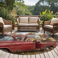 thumbnail image 5 of Farm Sheep Animal Round Living Room Rugs 5 ft, Vintage Red Truck Daisy Brown Tree House Washable Area Rug with Non-Slip Sturdy Edge Binding Round Carpet for Entryway Kitchen Bedroom Bathroom, 5 of 9