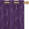 thumbnail image 3 of Deconovo Blackout Curtains Wave Foil Print Pattern Room Darkening Curtain Thermal Insulated WindoWEnergy Saving Drapes 42Wx 63L inch Set of 2 Panels Purple Grape, 3 of 6
