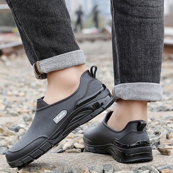 XIMIN Mens Gardening Boots Clogs Mud Rubber Work Shoes Chef Special Waterproof Oil-Proof Anti-Skid Shoes Kitchen Care Medical Shoes for Medical Farming Camping