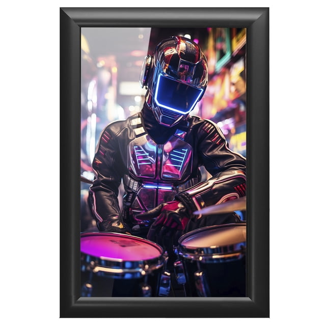 Cuadro Decorativo 89x59 cm Drums Papel Metálico Textura Brillante