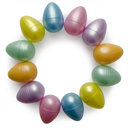 12 Candy-Filled Pearlized Plastic Easter Eggs