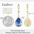 thumbnail image 3 of Linawe 14K Gold Plated Blue Earrings for Women Trendy, Dangle Diamond Wedding Earrings, Drop Chandelier Rhinestone Cubic Zirconia Crystal Teardrop Earrings, Aquamarine Set, 3 of 7