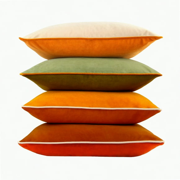 VelourColor Ensemble de Coussins Décoratifs - 18x18 Pouces Housses de Coussins Doubles - Taies d'Oreiller en Velours pour Canapé - 8 Couleurs, Vert/jaune