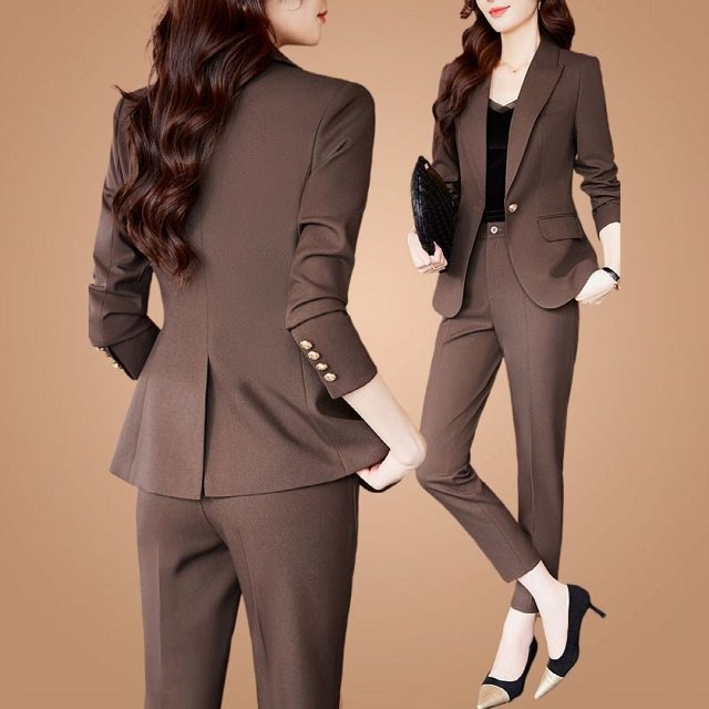 Conjunto profesional de traje a juego para mujer, chaqueta informal elegante coreana, abrigo, pantalones, ropa femenina de dos piezas, nueva moda de otoño 2025