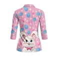 thumbnail image 3 of Uorisanigo Easter Bunny Womens Quick Dry Athletic Polo Shirts Comfortable Polyester Spandex Fabric Women's 3/4 Sleeve Golf Top with Zipper Relaxed Casual Soft Tennis Tops Size S, 3 of 7