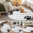 thumbnail image 6 of Farmhouse Round Living Room Rugs 4 ft, Cute Animal Claws White Retro Distressed Wood Grain Washable Area Rug with Non-Slip Sturdy Edge Binding Round Carpet for Entryway Kitchen Bedroom Bathroom, 6 of 9
