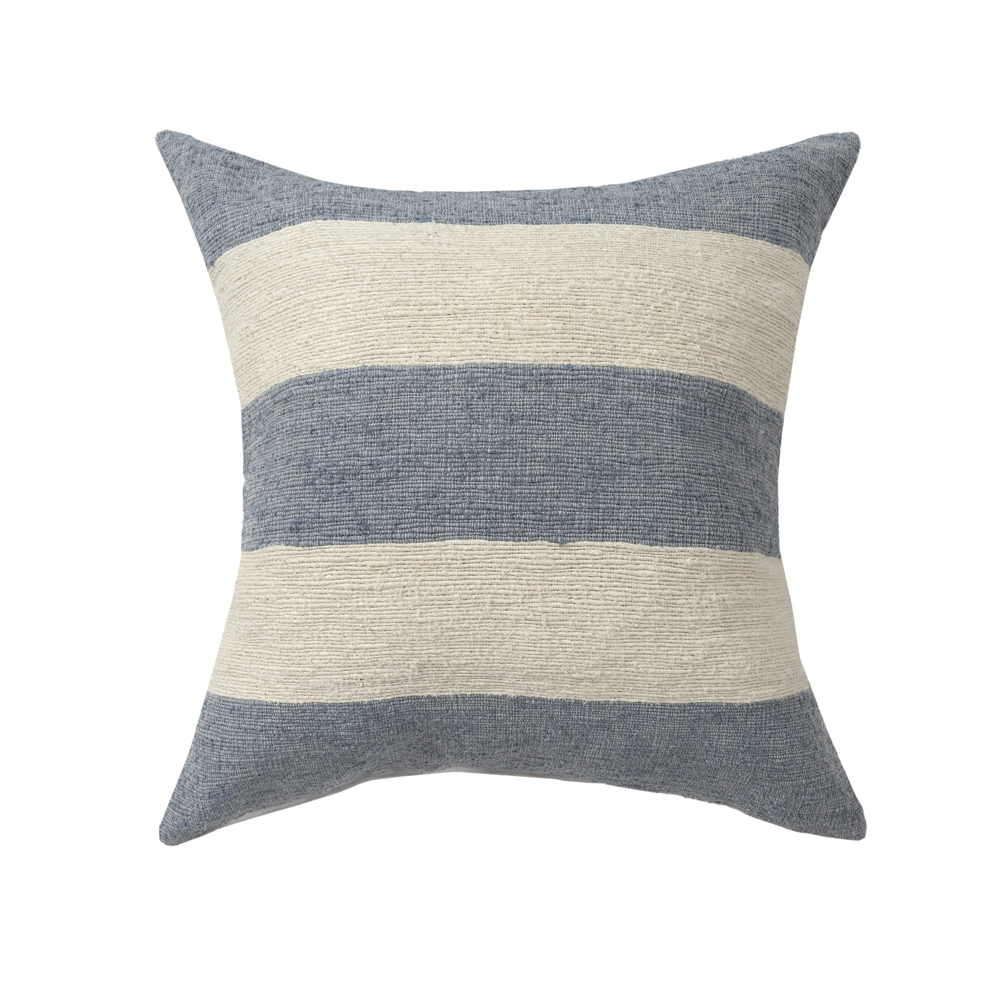 Harlow Hill Irving 24" x 24" Striped Linen Blend Adult Decorative Throw Pillow Cover, Blue/Ivory