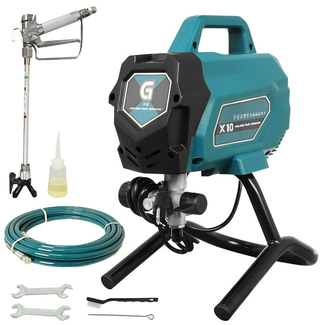 Yeshouse Pulverizador de pintura sin aire de 750 W, 3300 PSI y 0,32 GPM para pintar paredes interiores y exteriores, cercas, garajes y muebles, con extensión y kit de limpieza