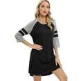 thumbnail image 2 of WBQ Women's Nightgown 3/4 Sleeve O Neck Nightshirt Color Block Casual Sleepwear Nightdress Soft Comfy Knee Length Sleepshirt Loungewear, S-2XL, 2 of 8