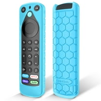 CaseBot Remote Case for Alexa Voice Remote Pro (2022 Release) - Lightweight Anti-Slip Shockproof Honey Comb Silicone Protective Remote Controller Cover, Blue-Glow