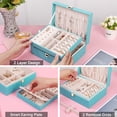 thumbnail image 3 of Jewelry Box Voova Organizador de piel sintética de 2 capas, color verde azulado, 3 of 7