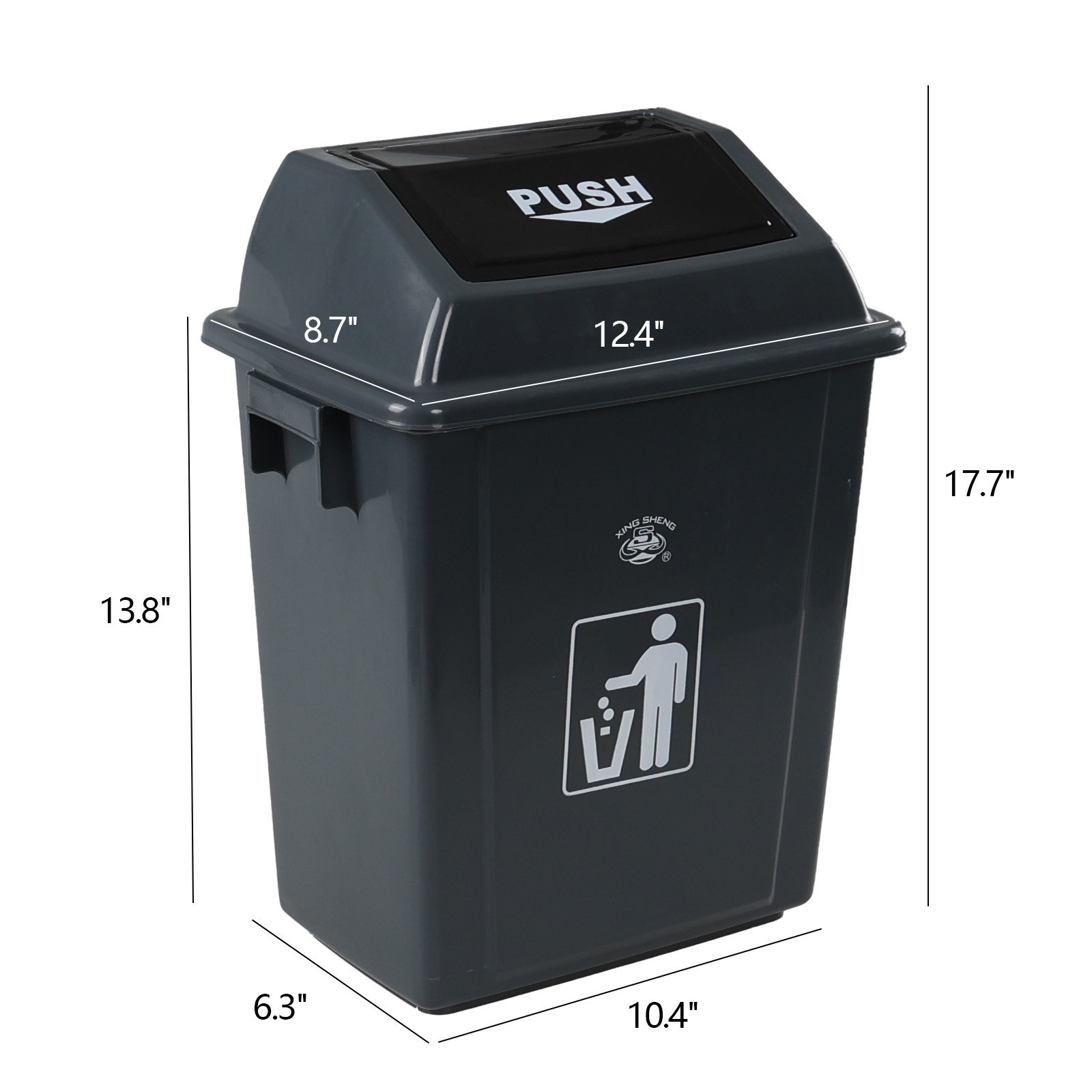 Vcansay 5 Gallon Plastic Swing-Top Trash Can, 4 Packs Swing Lid Office Garbage Can, Swing Lid Home Waste Can, Grey