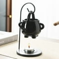 thumbnail image 4 of Hanging Pagan Cauldron Oil Burner, Black Wax Warmer Aroma Diffuser, with Handle, for Essential Fragrance Wax Melts, Enchanting Witches' Home Decor Element.$$Home Decor, Kitchen, & Other, 4 of 5