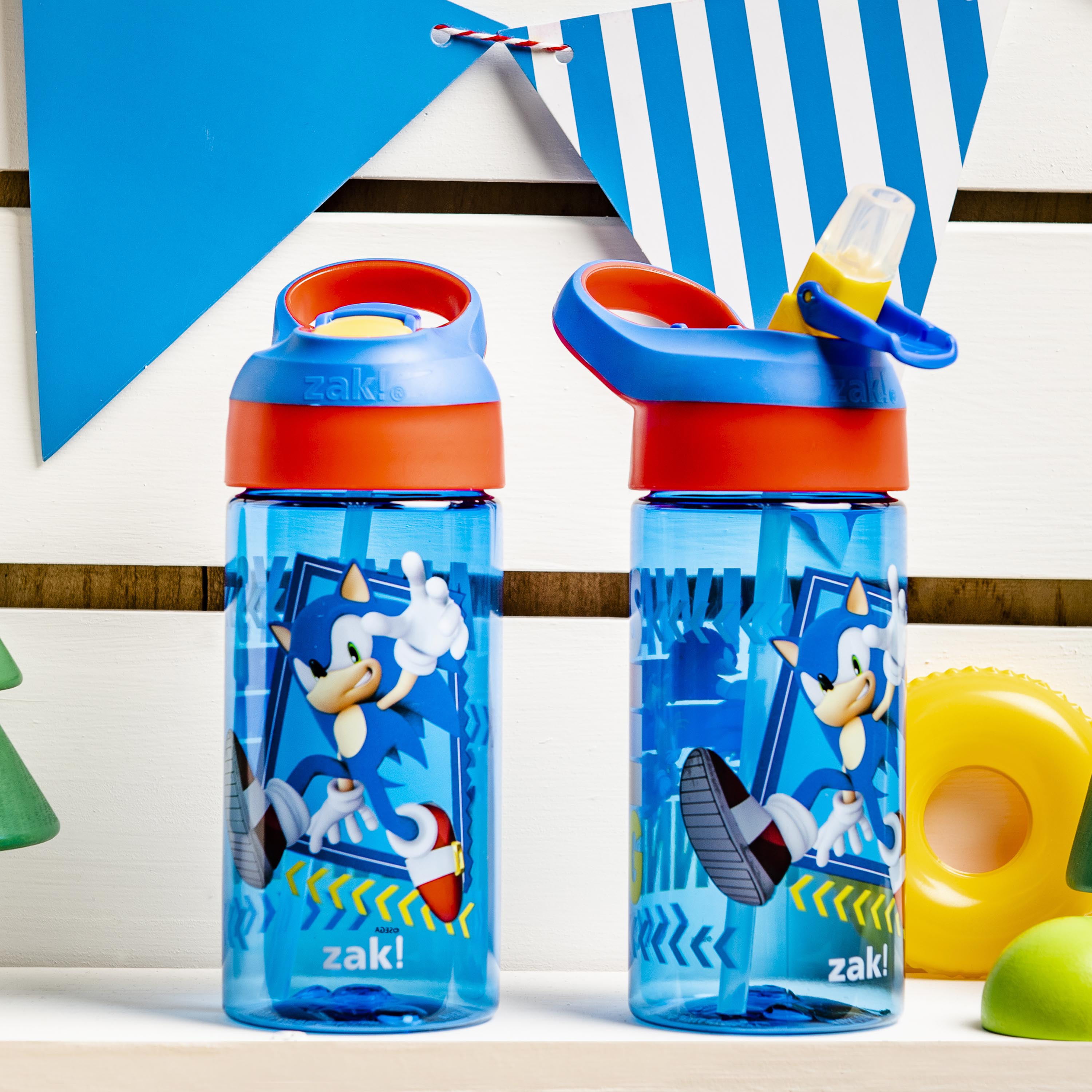 Sonic The Hedgehog Beacon 2-Piece Kids Water Bottle Set with Covered Spout, 16 Ounces