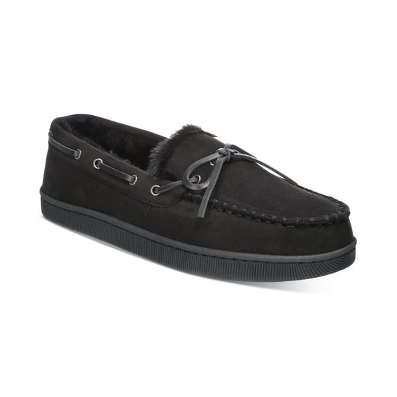 Club Room Mens Moccasin Slippers Black Size Medium 8 to 9