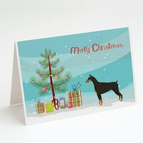 Caroline's Treasures Doberman Pinscher Christmas Greeting Cards with Envelopes, 5" x 7" (8 Count)