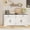 White black tabletop, variant on Modern Farmhouse Sideboard Buffet Cabinet – 66" Large Storage Credenza, Embossed 3 Drawers & 4 Doors, Coffee Bar Station, Wood Accent Furniture – White with Black Tabletop