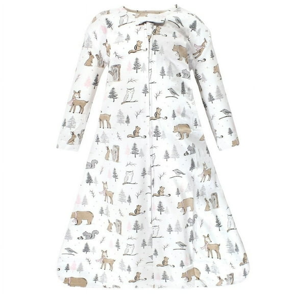 Hudson Baby Infant Girl Long Sleeve Cotton Jersey Sleeping Bag, Winter Forest, 0-6 Months