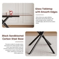thumbnail image 5 of AENKYO 59" Modern Expandable Dining Table, Brown Sandblasted Glass Top with X-Base, Small Space Table for 4-6 Persons, 5 of 7