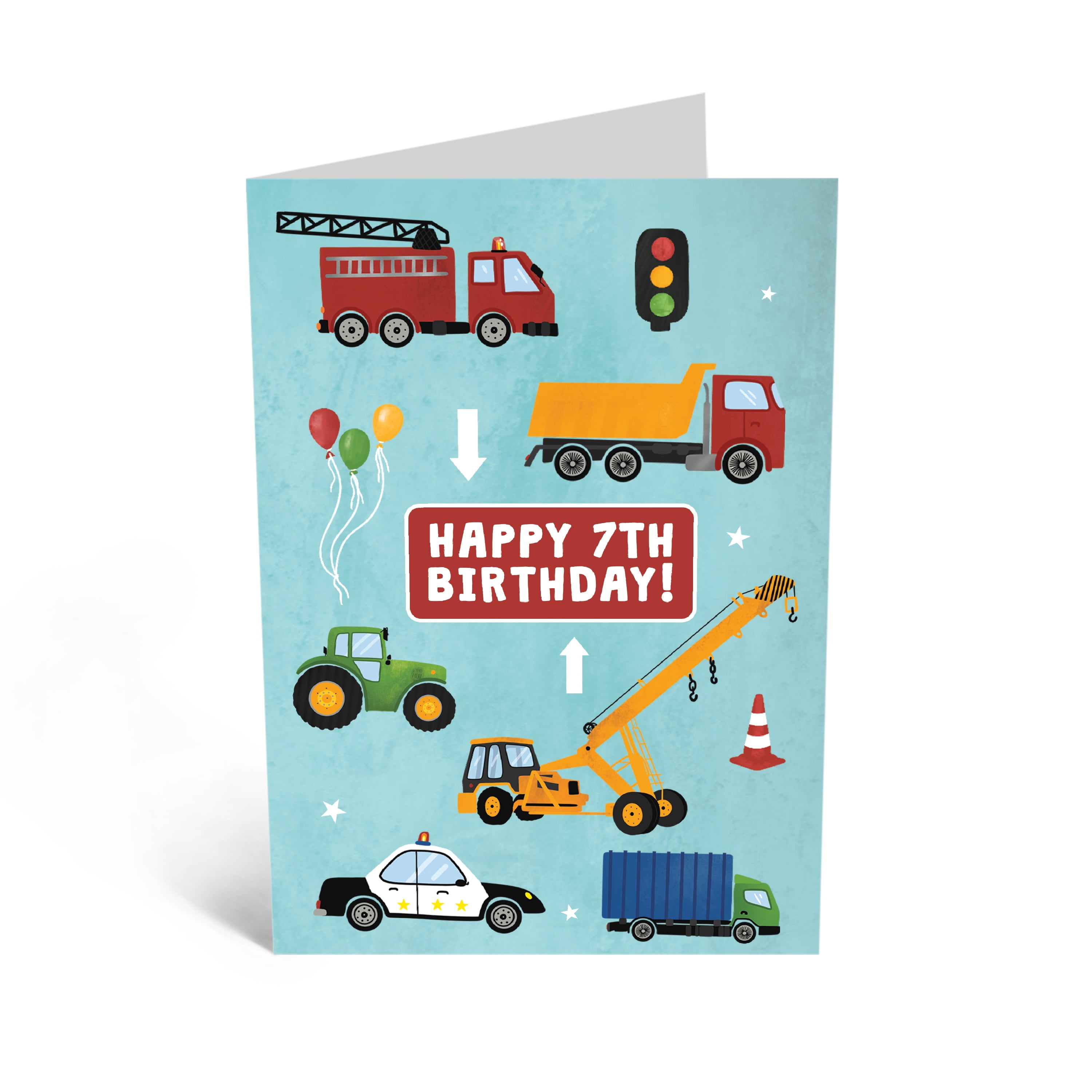 Colorful Seventh Birthday Card for Boys - Happy 7th Birthday