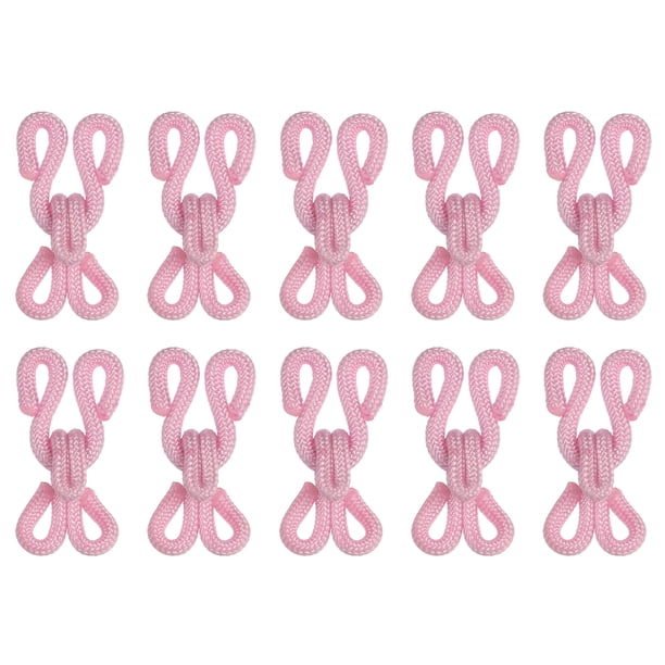 Ganchos y ojales Uxcell, paquete de 14 ganchos y ojales cubiertos de poliéster para ropa (rosa, longitud de 23 mm)