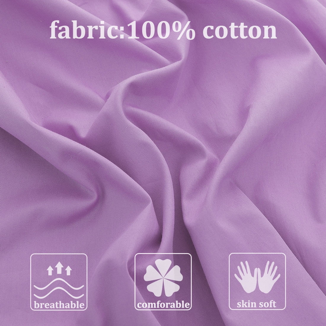 Unique Bargains 300TC Cotton Body Pillow Cover Case Lilac 20" x 72"