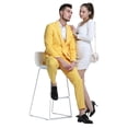 thumbnail image 4 of Men's 3pc Solid Skinny Fit Suit Set with Peak Lapel & Double Breasted Vest, 4 of 4