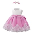 thumbnail image 2 of Toddler Girl Dress Size 12-18M Kids Lace Bowknot Tutu Sleeveless Baptism Christening First Birthday Dress Girl Dresses, 2 of 9