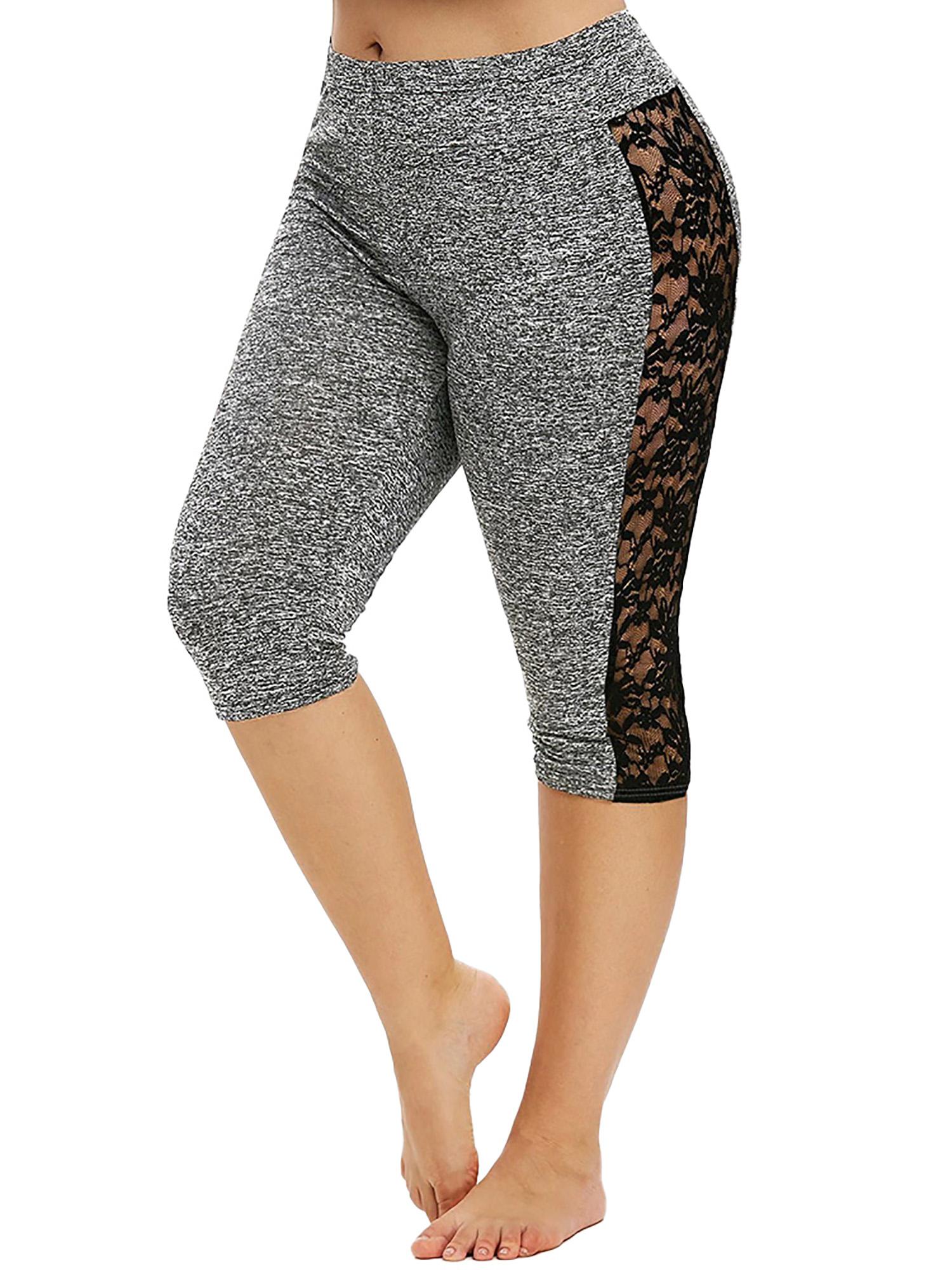 SpringTTC Women's Plus Size Active Capri Leggings Workout Sports Yoga Trousers Stretch Pants