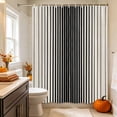 thumbnail image 3 of Black Striped Shower Curtain Set - Standard 72" x 72" Washable Bathtub Curtain with 12 Hooks, Farmhouse Beige Stripes Vintage Rustic Waterproof Fabric Stall Shower Curtains for Bathroom Décor, 3 of 8