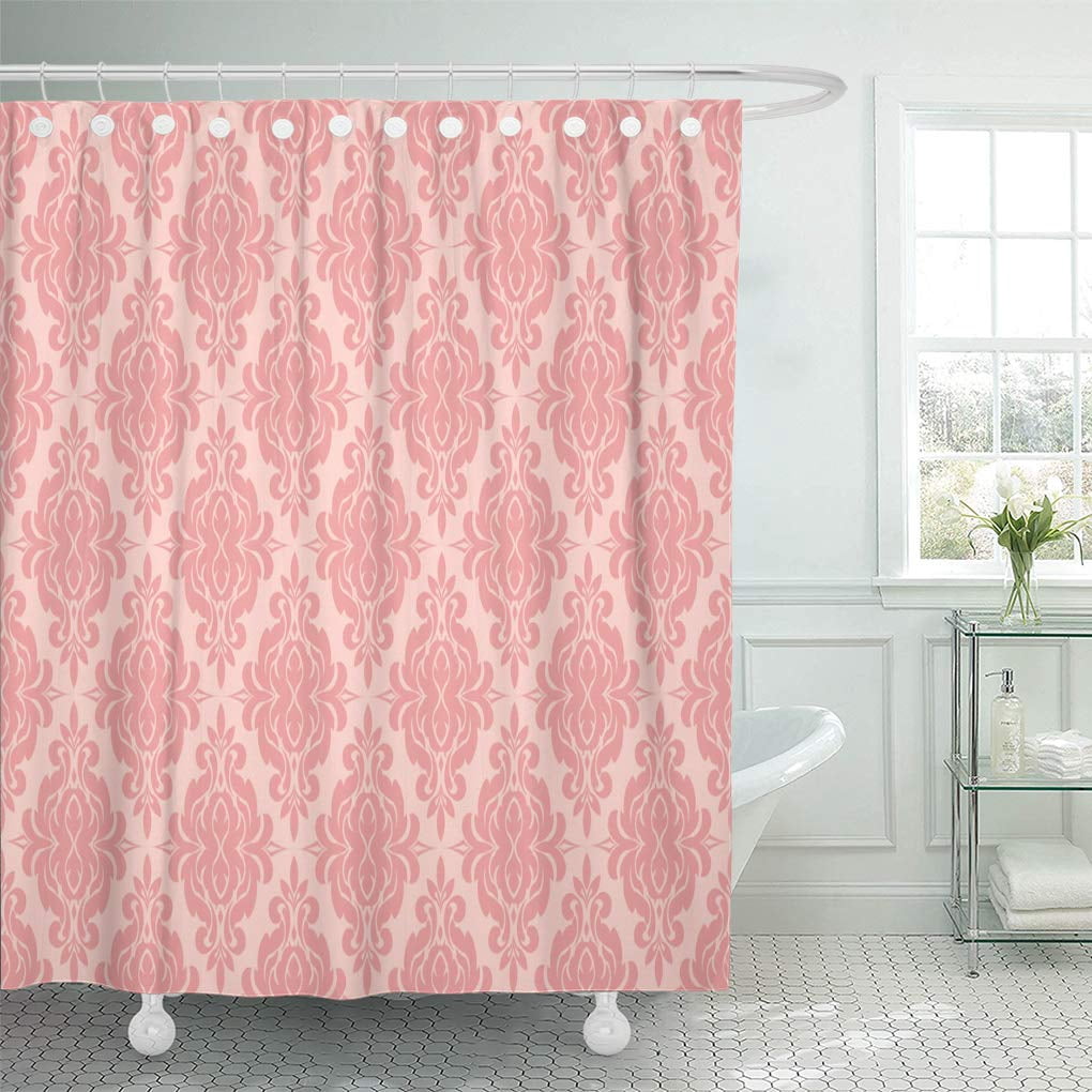 Yusdecor Silver Antique Floral Damask Pattern Vintage Abstract Pink Color Bathroom Decor Bath Shower Curtain 66x72 Inch Walmart Canada