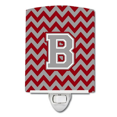

Letter B Chevron Crimson and Grey Ceramic Night Light