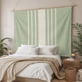 thumbnail image 3 of Sage Green Beige Striped Tapestry for Bedroom Wall Hanging Tapestry, Modern Farmhouse Retro Lines Ceiling Backdrop Tapestries Poster Blanket Wall Decor for Teens Room Living Room Dorm 59" x 79", 3 of 8