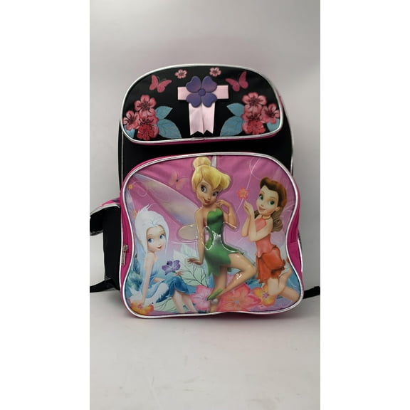Disney Tinker Bell Large Backpack 16 Inches with Side Pocket and Water Bottle Holder