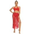 thumbnail image 5 of Sngxgn Women's Casual High Waist Skirt Split Trim Midi Skirts(Red,L), 5 of 5