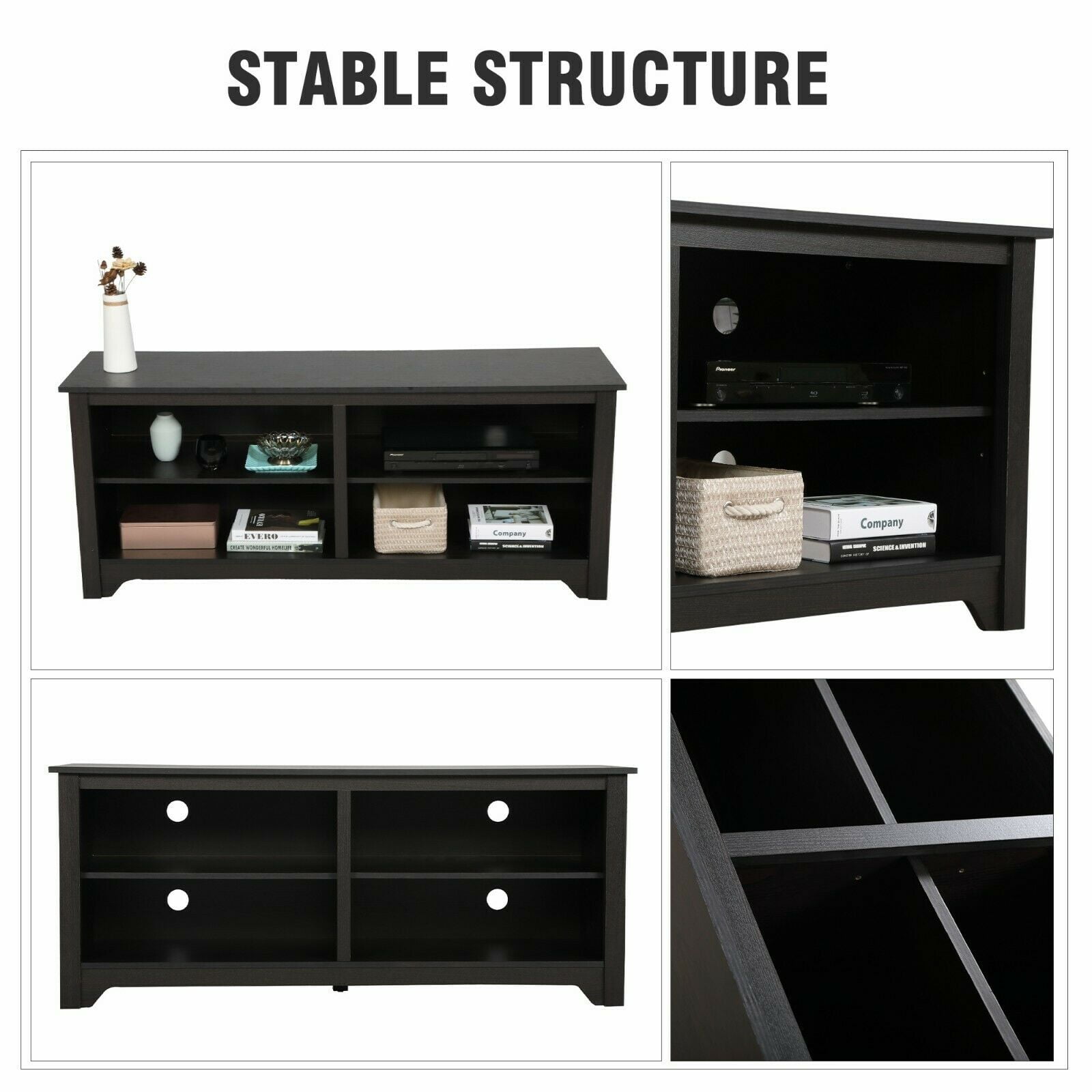 Private Jungle Wooden TV Stand - for TVs up to 65" Media Console Storage Cabinet Entertainment,Dark Brown