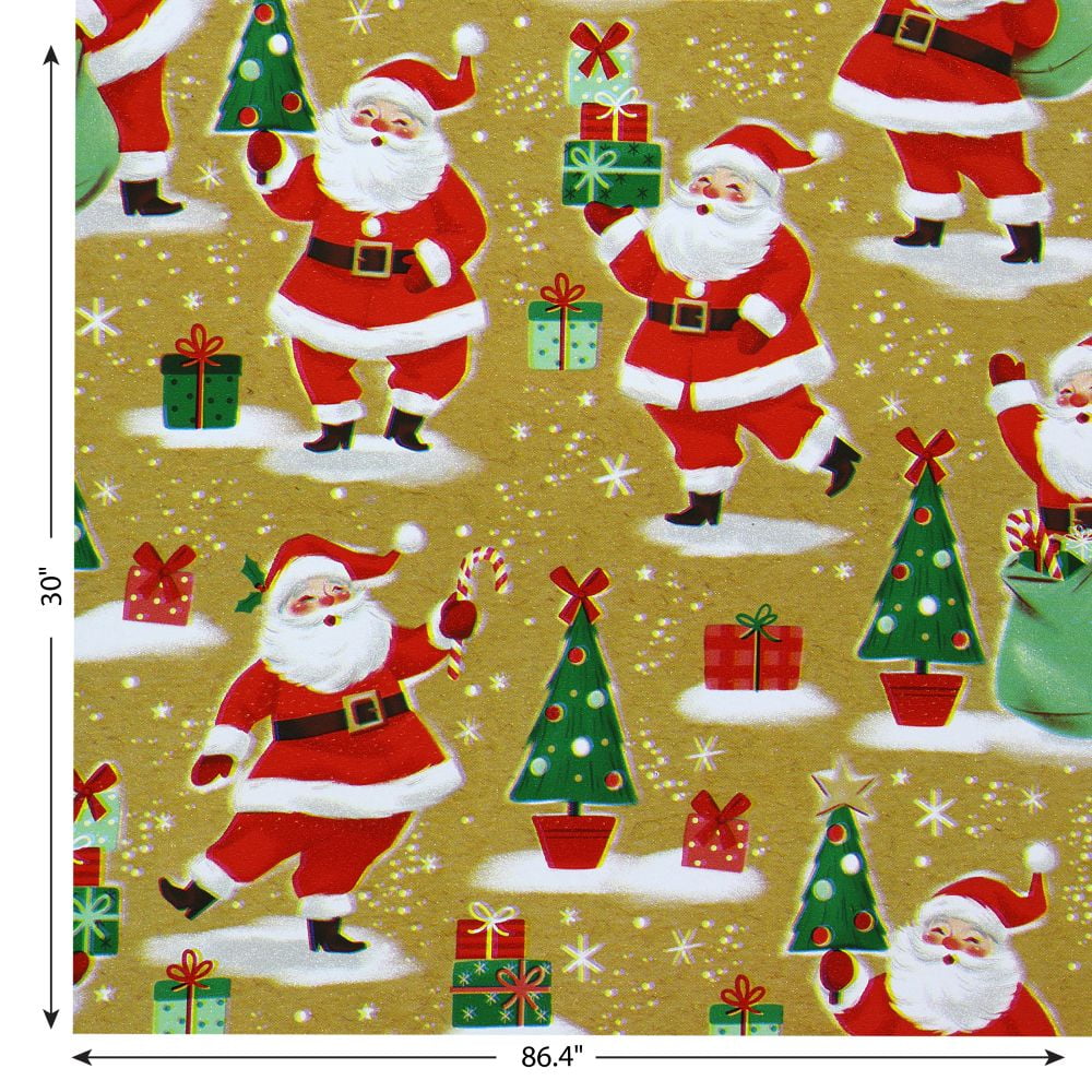 Holiday Time Single Roll Wrap Assortment, Brown Santa Print