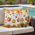 thumbnail image 4 of Orange Pumpkins Fall Outdoor Waterproof Pillow Covers, Thanksgiving Sunflower Leaf Decorative Square Throw Pillowcase Sofa Cushion Sham for Patio/Couch/Chair, 26"x26" 2 Pack, 4 of 8
