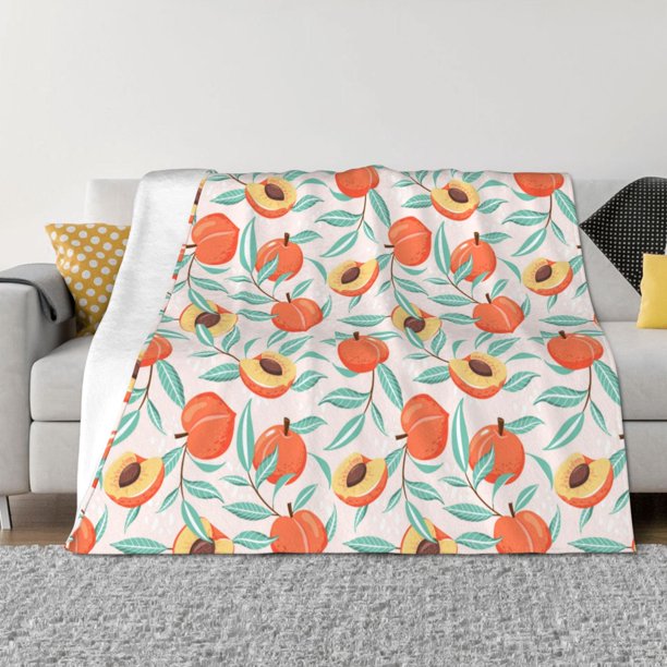 Fotbe Peach Manta de Franela con Estampado, Manta Ultrasuave para Cama, Sofá, Auto, Hipoalergénica y Antibolitas-80"x60"