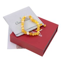 Amberalia Adjustable Adult Baltic Amber Bracelet, helps in pain relief - boost immune system - ONE SIZE FITS MOST - Polish Milky