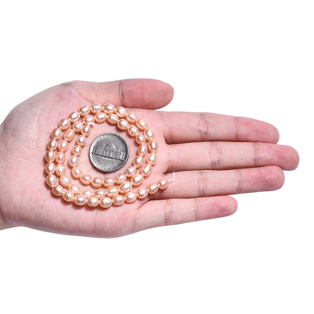 Natural Cultured Freshwater Pearl Beads Strands Rice Wheat 6~7.5x5~5.8mm Hole: 0.7~0.8mm about 48pcs/strand 13.5 inch(34~35cm)